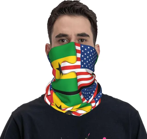 Miniatura 3 de Neck Gaiter Sao Tome and Principe and American Flag USA Jigsaw Face Cover Scarf Uv Sun Protection Balaclava Head Mask for Men Women Fishing Mask