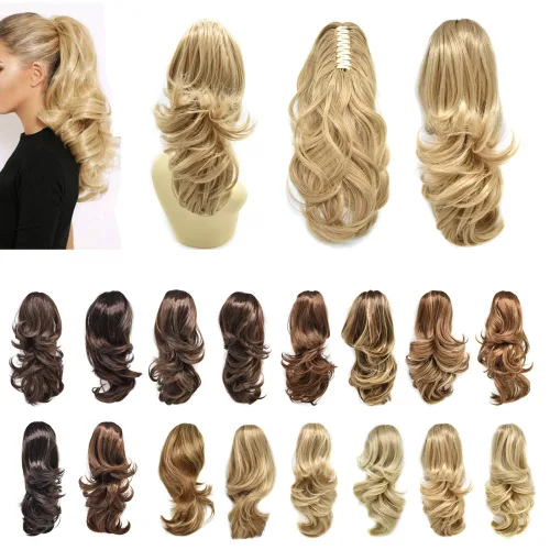 Miniatura 8 de LYRICAL HAIR Extensión de cola de caballo sintética para mujer, con cordón ajustable, pinza de mandíbula, larga, rizada, ondulada, extensión de cola