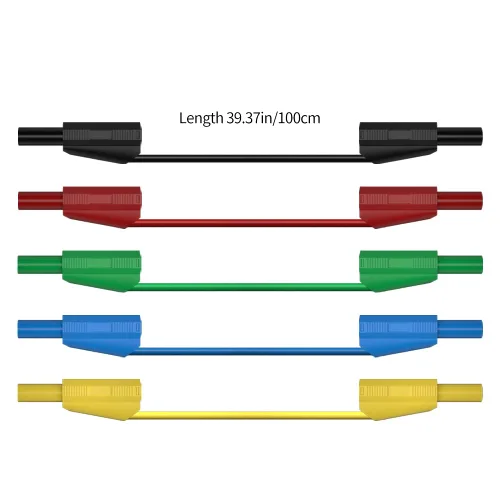 Miniatura 4 de Cable de prueba de enchufe de plátano de seguridad de 0.157 in, 5 uds., 39.4 in/3.3 pies, línea cubierta de seguridad totalmente aislada para cable