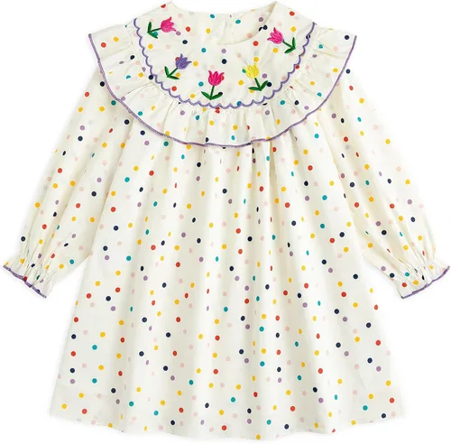Simplee kids Vestido casual para niñas pequeñas, vestido fruncido con estampado floral para primavera y verano de 1 a 6 años