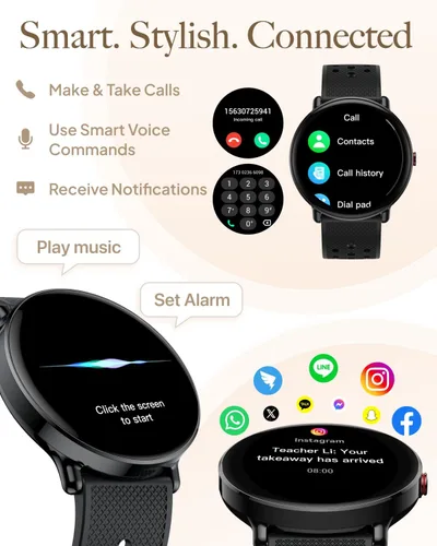 Miniatura 2 de Reloj inteligente para mujeres y hombres, para Android iOS con monitor de sueño y calorías, podómetro, rastreador de fitness, llamada Bluetooth