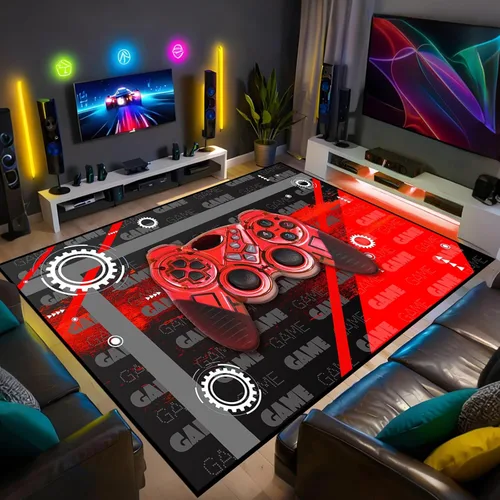 Miniatura 29 de Alfombras de Jugador para Dormitorio de Niños, Pintura de Dibujos Animados con Gamepad, Alfombra para el Hogar para Adolescentes, Decoración Genial