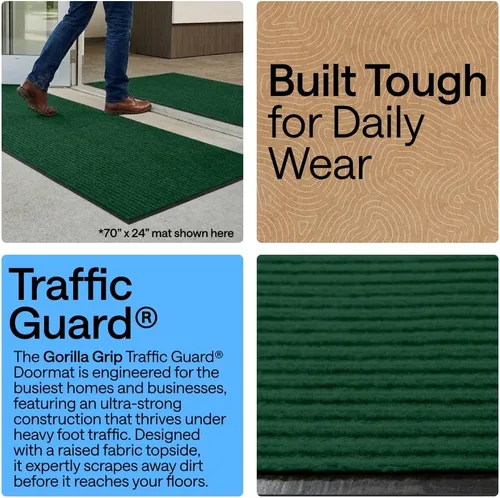 Miniatura 55 de GORILLA GRIP Tapete impermeable para puerta de protección de tráfico, 35 x 23 pulgadas, tapetes de entrada resistentes, tapetes comerciales con Negro