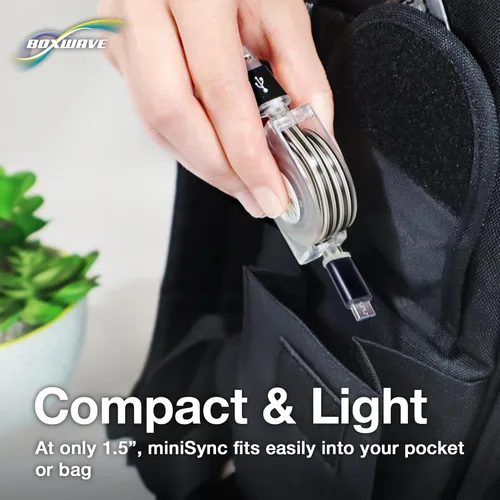 Miniatura 7 de BoxWave Cable compatible con Trezor One - miniSync, cable de sincronización portátil retráctil
