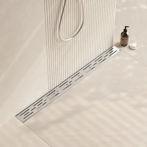 Neodrain - Drenaje lineal rectangular de 32 pulgadas con rejilla de patrón de ladrillo, desagüe de piso de baño de acero inoxidable cepillado 304,