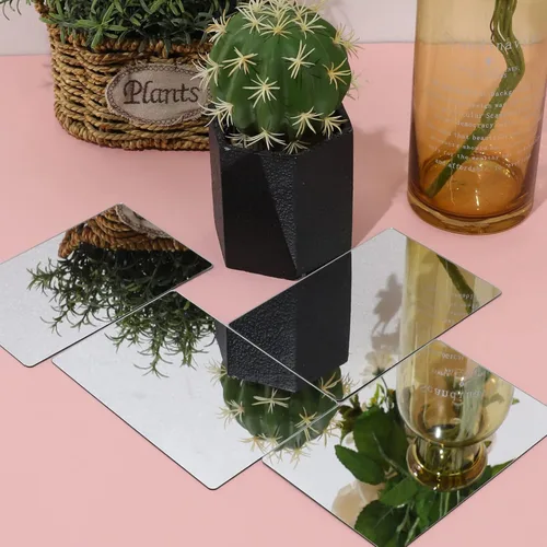 Miniatura 7 de KALIONE Paquete de 8 espejos irrompibles, hoja de espejo acrílico, mini espejos cuadrados de doble cara, azulejos de espejo de seguridad, espejos