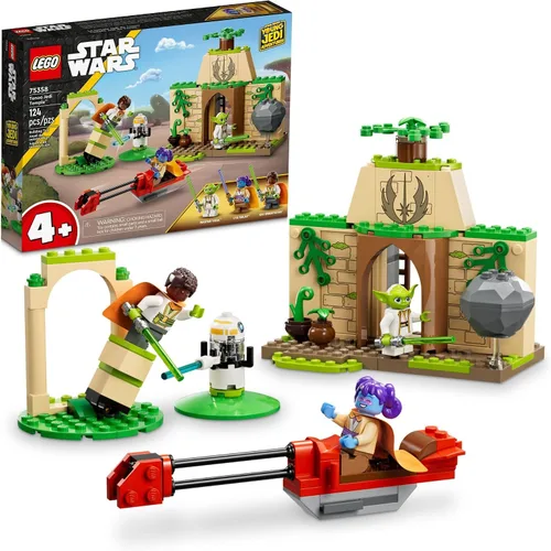 LEGO Star Wars Aventuras del joven Jedi, templo Tenoo Jedi 75358 Juguete de construcción con figuras de Kai Brightstar y Yoda, juego de iniciación