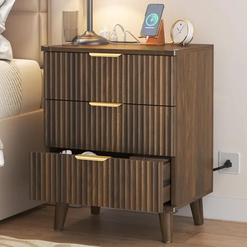 Miniatura 10 de Lulive Moderno juego de cómodas y mesitas de noche de 4 piezas, cómoda de 6 cajones + 2 mesitas de noche + 5 cajones con estación de carga