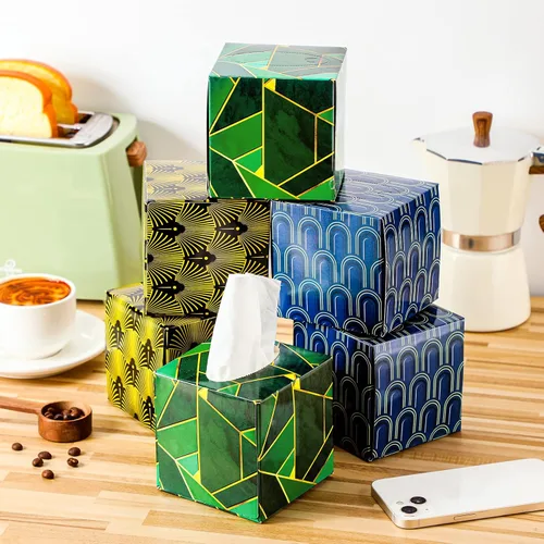 Miniatura 3 de 24 cajas de pañuelos, cajas de pañuelos faciales, cajas de pañuelos geométricos con diseño de flores, 2 capas, 80 hojas cada caja, pañuelos faciales
