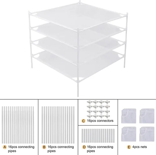 Miniatura 8 de Estante de secado de suéter plano, de malla de tubo de metal, para lavandería con pies de goma, estante apilable para secadora de ropa para arte
