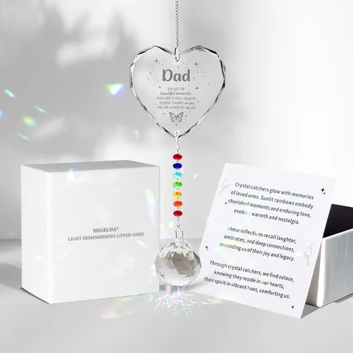 Regalos conmemorativos para la pérdida de papá, atrapasoles de cristal en la memoria, regalos de condolencia por pérdida de papá y padre, regalos de