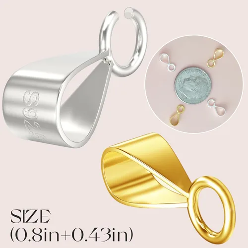 Miniatura 6 de OHINGLT Ganchos de cierre de plata de ley 925 para fabricación de joyas con asa abierta, dije de collar con deslizador, cierres de pulsera con dije