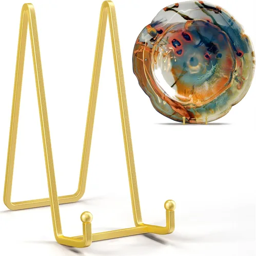 Miniatura 11 de IPAME Soportes cuadrados de metal para exhibir, soporte de 4.5 pulgadas + caballete para portarretratos para libros, placa decorativa, placa, foto