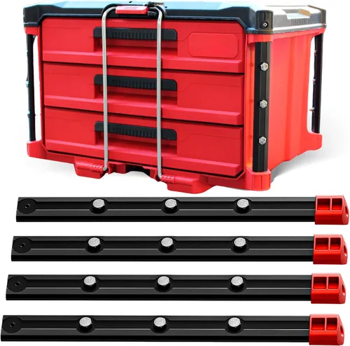 Alpha Engineered Rieles de reemplazo roscados Packout - 10.4" (265mm) Compatibles con las cajas de herramientas de cajón Milwaukee Packout Negro