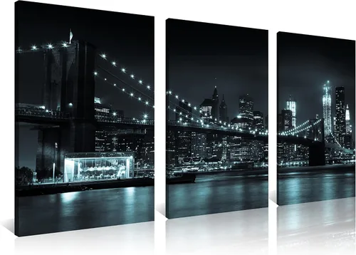 Miniatura 28 de NAN Wind Detroit Skyline - Lienzo decorativo para pared, paisaje urbano, escena nocturna, impresión artística de ciudad en blanco y negro sobre