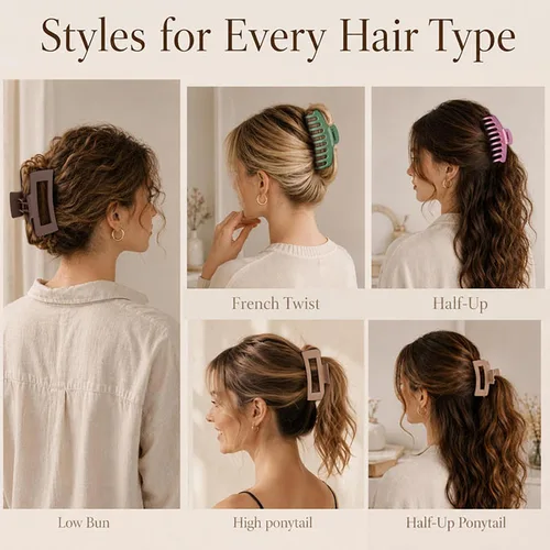 Miniatura 4 de TOCESS Paquete de 8 pinzas grandes para el cabello para mujer, pinzas grandes para cabello fino y grueso, rizado, agarre fuerte de los años 90, 4.33