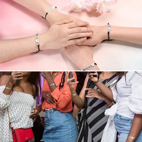 Miniatura 3 de Juego de pulseras de corazón a juego con nombre personalizado de 234 piezas, acero inoxidable, mejor amiga, regalo de amistad para hermanas, mejores