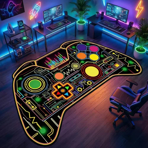 Miniatura 7 de Alfombra de videojuegos para habitación de niños, alfombra de control de videojuegos, decoración de habitación de jugadores para niños, adolescentes