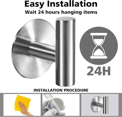Miniatura 6 de Ganchos adhesivos para toallas de servicio pesado, ganchos de pared resistentes de acero inoxidable impermeables para toallas de ducha, gancho