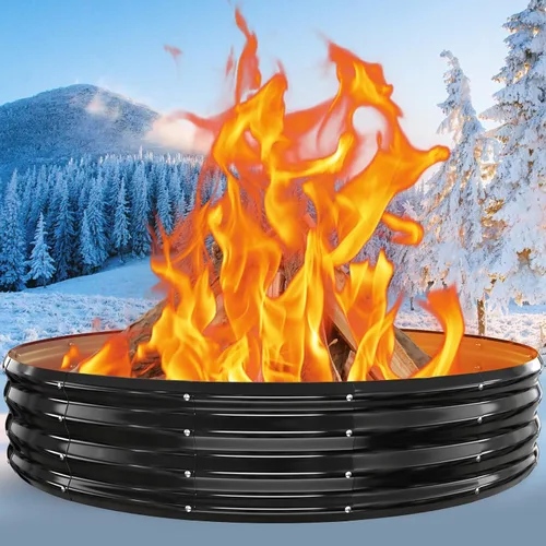 Miniatura 14 de Anillo de chimenea al aire libre de 32 pulgadas, chimenea de leña resistente al calor de 17 pulgadas de altura y chimenea para exterior, anillo