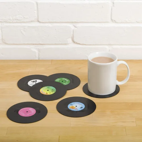 Miniatura 2 de Gift Republic - Posavasos retro de vinilo, posavasos para bebidas geniales, gran idea de regalo para inauguración de casa, idea de regalo