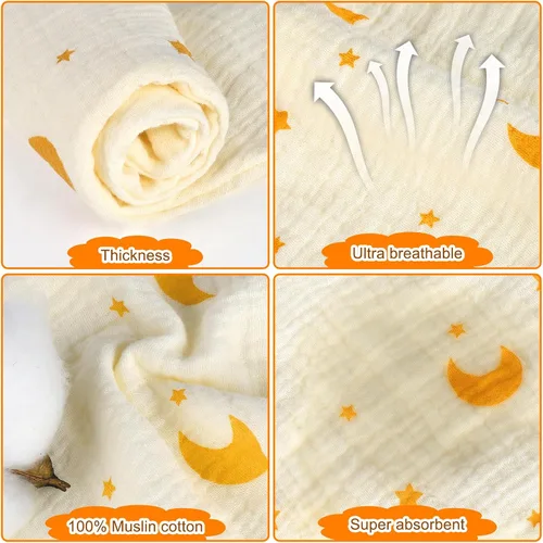 Miniatura 4 de Accmor Muslin Baby Bibs, Soft Baby Bandana Drool Bibs for Baby Girls Boys, Bib for Drooling Teething