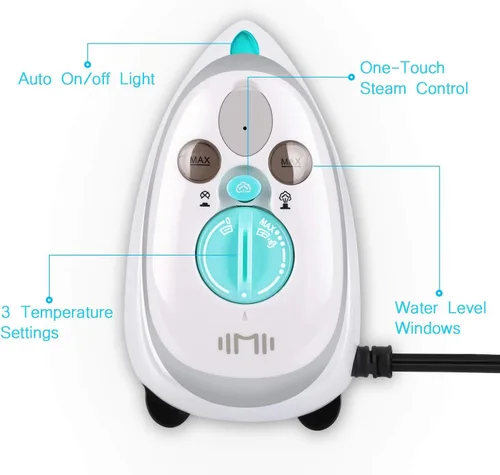 Miniatura 3 de IIMII Mini plancha de vapor de viaje, potencia de doble voltaje de 420 W, calentamiento rápido, potente vapor, suela antiadherente y diseño