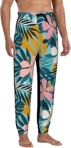 Miniatura 3 de ultaro Men's Casual Jogger Sweatpants Tropical Flowers and Palm Leaves Running Sweatpants with Pockets