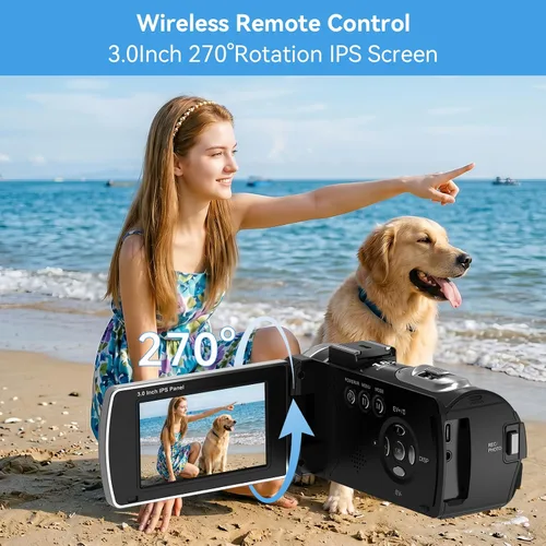 Miniatura 5 de ORDRO Z36 Videocámara 4K 64MP Vlogging Cámara para YouTube 18X Cámara de zoom digital 3.0 ''Pantalla abatible, visión nocturna IR, incluye 2
