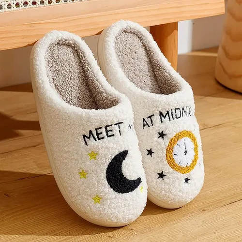 Miniatura 2 de QQGB Meet Me at Midnight - Pantuflas de felpa para mujeres y hombres, pantuflas de casa cálidas de invierno para interiores y exteriores