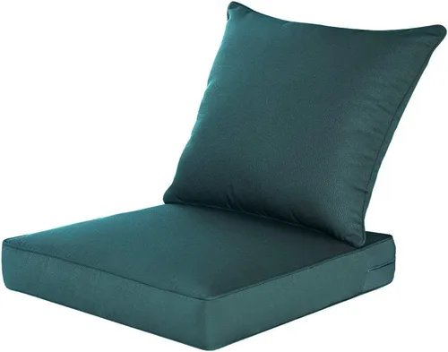 Miniatura 28 de QILLOWAY Juego de cojines de poliéster para sillas de exterior, cojines de exterior para muebles de patio, todo tipo de clima. Gris carbón/negro