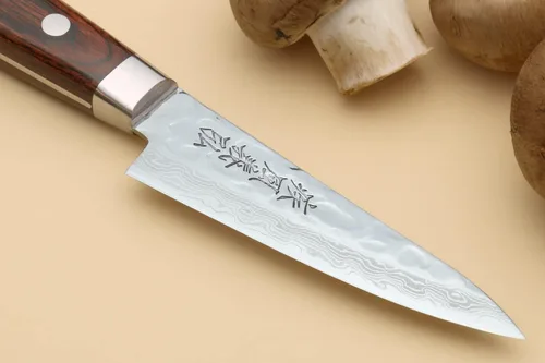 Miniatura 5 de Yoshihiro VG10 Cuchillo de utilidad para pelar de acero inoxidable de Damasco martillado de 16 capas (3.2" (80mm))