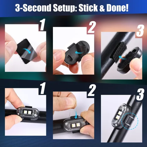 Miniatura 6 de 6 piezas de luces estroboscópicas LED inalámbricas con mando a distancia, 8 colores IP65 impermeables anticolisión, luz estroboscópica LED con carga