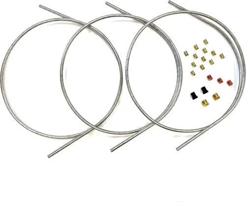 The Stop Shop Tubo de línea de freno de acero inoxidable de 3/16 pulgadas, piezas de 64 pulgadas con accesorios (3 piezas de 64 pulgadas de longitud)
