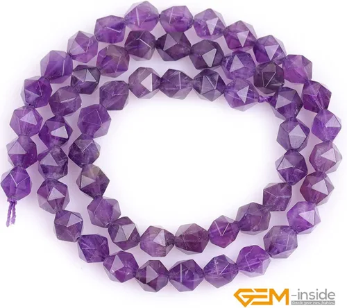 Miniatura 2 de GEM-Inside - Cuentas sueltas de amatista natural de 0.236 pulgadas (0.236 in), facetadas, color morado cuadrado, cristal de Cambay, piedra