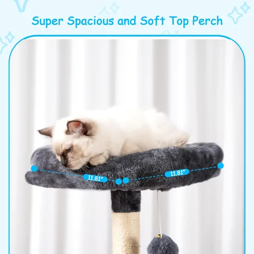 Miniatura 4 de Hey-brother Árbol para gatos, torre para gatos de 42.5 pulgadas para gatos de interior, condominio de felpa de varios niveles con poste rascador