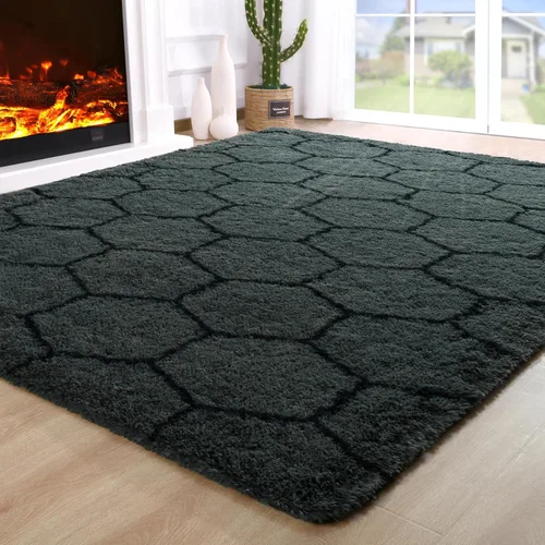 Miniatura 13 de Noahas - Alfombra suave y afelpada para habitación de niña y sala de estar, colorida, decoración para guardería, teñido anudado arcoíris, azul