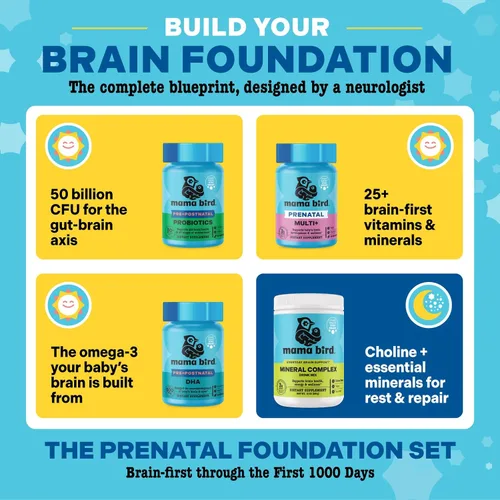 Miniatura 9 de Mama Bird Complejo mineral – Multivitamínico de apoyo a la salud cerebral – Ayuda al desarrollo óseo para madre y bebé – Suplemento de bebida