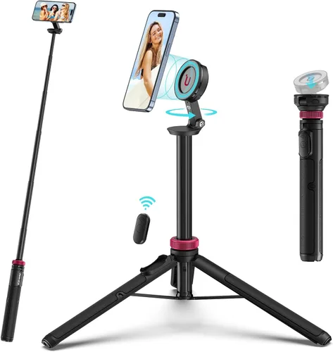 ULANZI Palo de Selfie Magnético de 61'' Trípode para Teléfono con Control Remoto Inalámbrico, Soporte Extensible para Teléfono Celular, Compatible