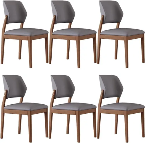 Miniatura 32 de YVYKFZD Wooden Dining Chairs Set, Leather Dining Room Chair, Upholstered Kitchen Chairs with Curved Backrest, Armless Living Room Chair, for Bedroom