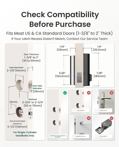 Miniatura 8 de DESLOC Smart Lock K120, cerradura de puerta delantera sin llave de huellas dactilares, cerrojo electrónico WiFi, batería de iones de litio de 16