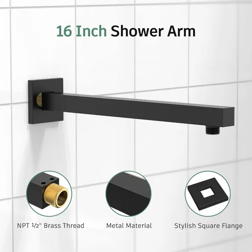 Miniatura 6 de SunCleanse Juego de grifo de ducha color negro mate con válvula, sistema de ducha de baño que incluye cabezal de ducha de acero inoxidable y brazo