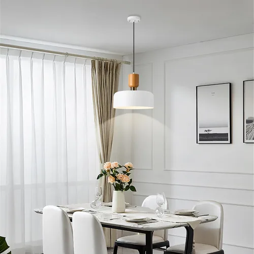 Miniatura 7 de TeHenoo Lámpara colgante moderna, 12 pulgadas, con acento de madera natural y latón, lámpara colgante simple ajustable para isla de cocina, comedor