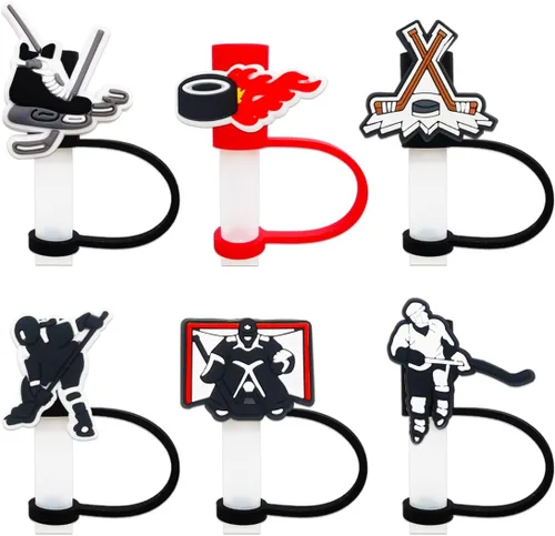 6 fundas de paja de hockey para vaso Stanley Cup de 40 onzas con asa, 0.394 in y 0.4 pulgadas, a prueba de polvo, tapas reutilizables para pajilla..
