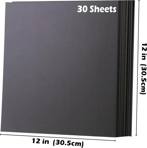Miniatura 2 de Cartulina negra – 12 x 12 pulgadas, 85 libras, papel de cartulina perfecta para álbumes de recortes, manualidades, tarjetas de visita, 30 hojas