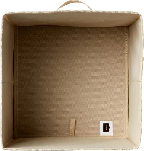 Miniatura 3 de Amazon Basics Organizador para almacenamiento, de tela, plegable, con forma de cubo, con asas, color beige, resistente, 33 x 33 x 33 cm, paquete de 6