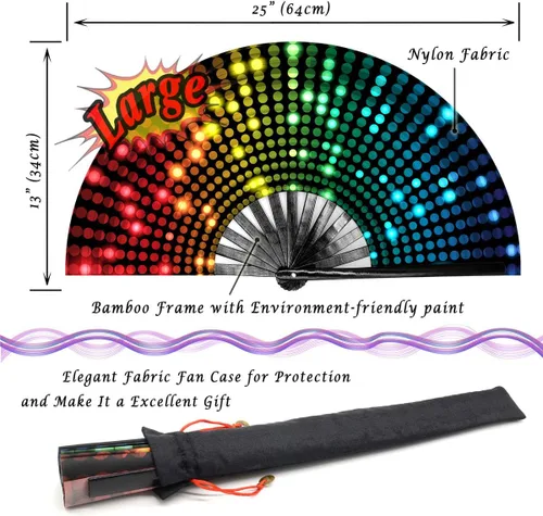 Miniatura 4 de Zolee - Abanico grande rave con sonido para baile en línea - Abanico plegable de mano con botas en el suelo y efecto pop - para EDM, festival