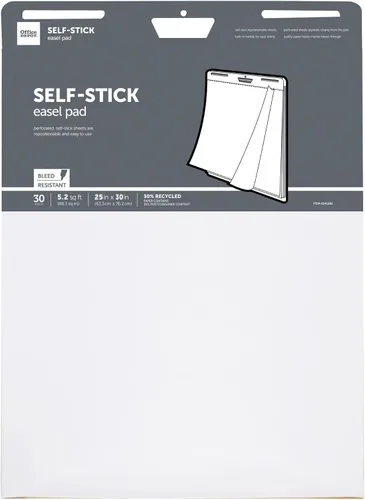 Miniatura 2 de Office Depot® Brand - Almohadilla de caballete autoadhesiva, 25 x 30 pulgadas, 30 hojas, 30% reciclado, blanco, 21509