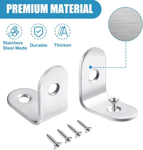 Miniatura 3 de Pelopy 100 soportes en forma de L de acero inoxidable de 90 grados, soporte de ángulo recto resistente para muebles de madera, silla, cajón