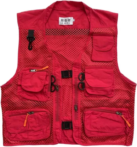 Miniatura 7 de Chaleco de malla transpirable con múltiples bolsillos para hombre, viajeros al aire libre, pesca con mosca, fotografía Negro